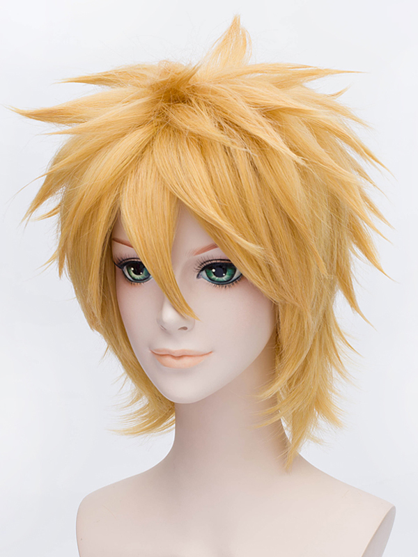 Male Panty Cosplay Short Golden Wig 12 Inches
