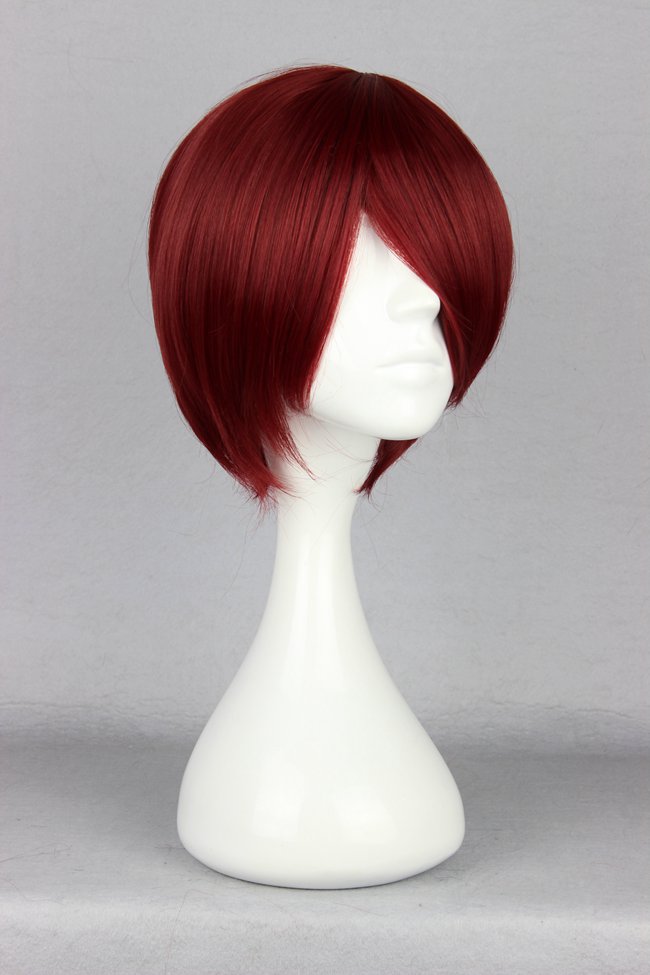 Shanks Hairstyle Short Straight Dark Red Cosplay Wig 10 Inches
