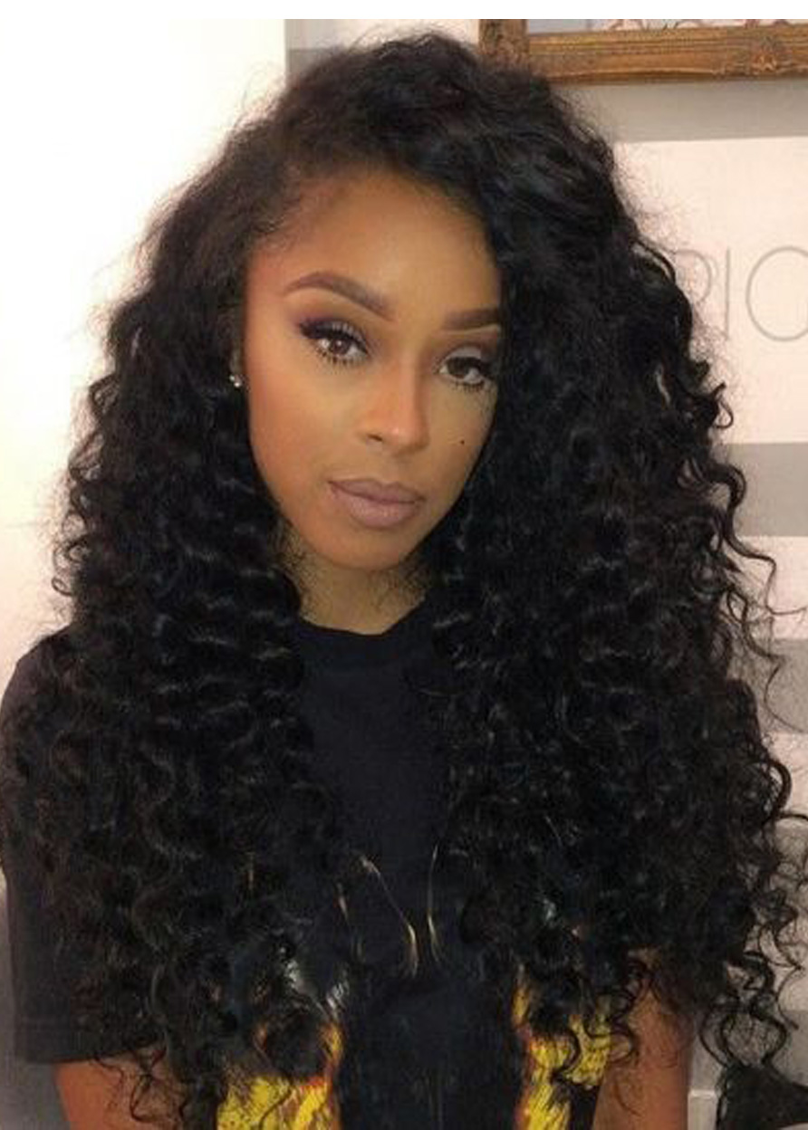 Kinky Curly Medium Synthetic Capless Hair African American For Black Women Wig