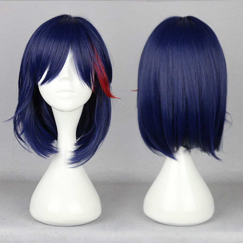KILL la KILL Hairstyle Medium Straight Blue with Red Highlights Cosplay Wig