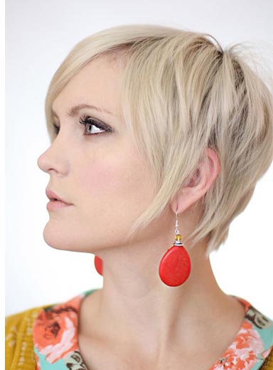 Pixie Attractive Short Straight Monofilament Top Human Hair Wig 8 Inches