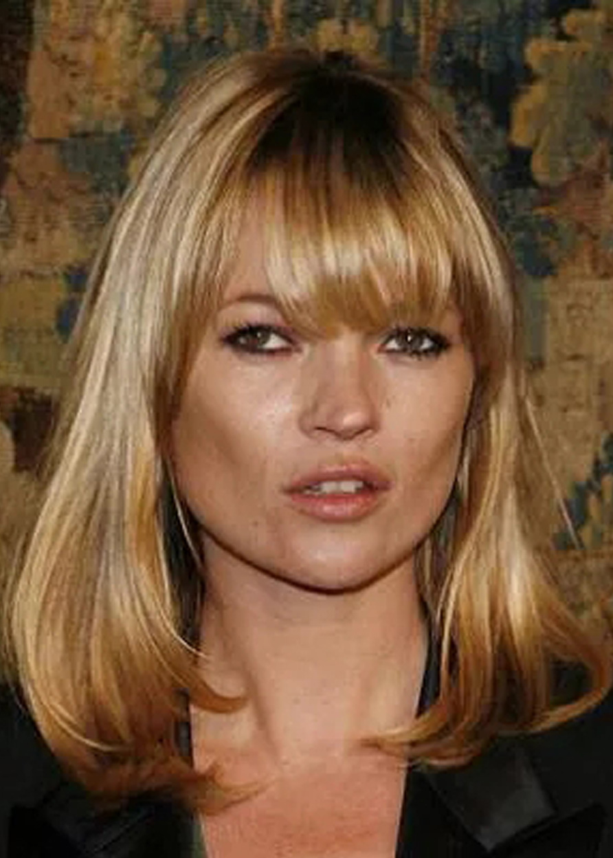 Kate Moss Long Straight Sexy Bang Layer Synthetic Hair Capless Wigs 22 Inches
