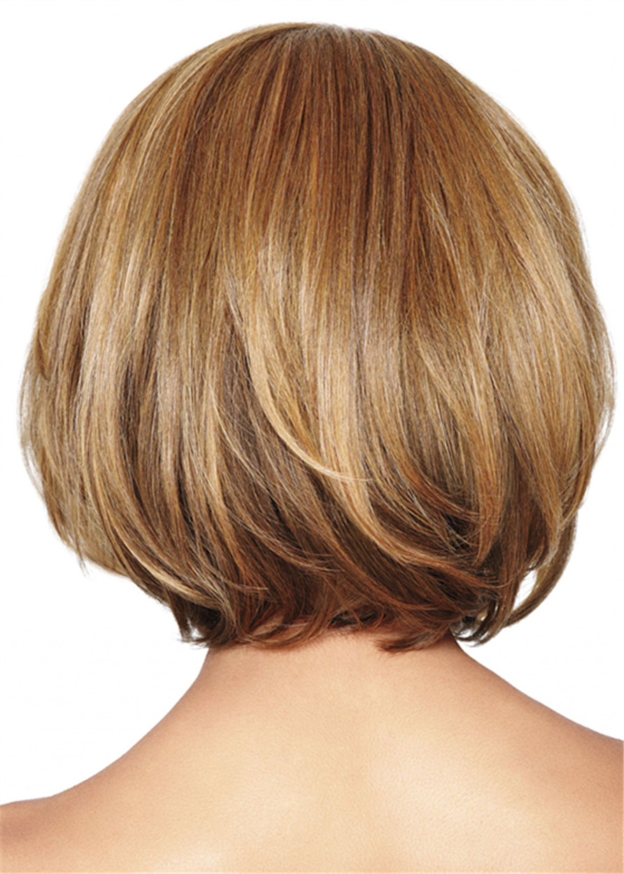 Short Bob Natural Straight Synthetic Hair Capless Wig 12 Inches