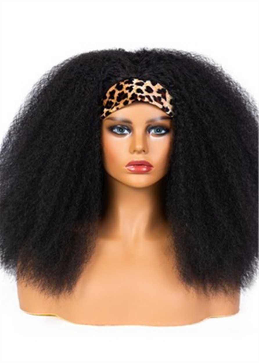 Afro Big Curly Headband Wig Synthetic Hair Capless Wig