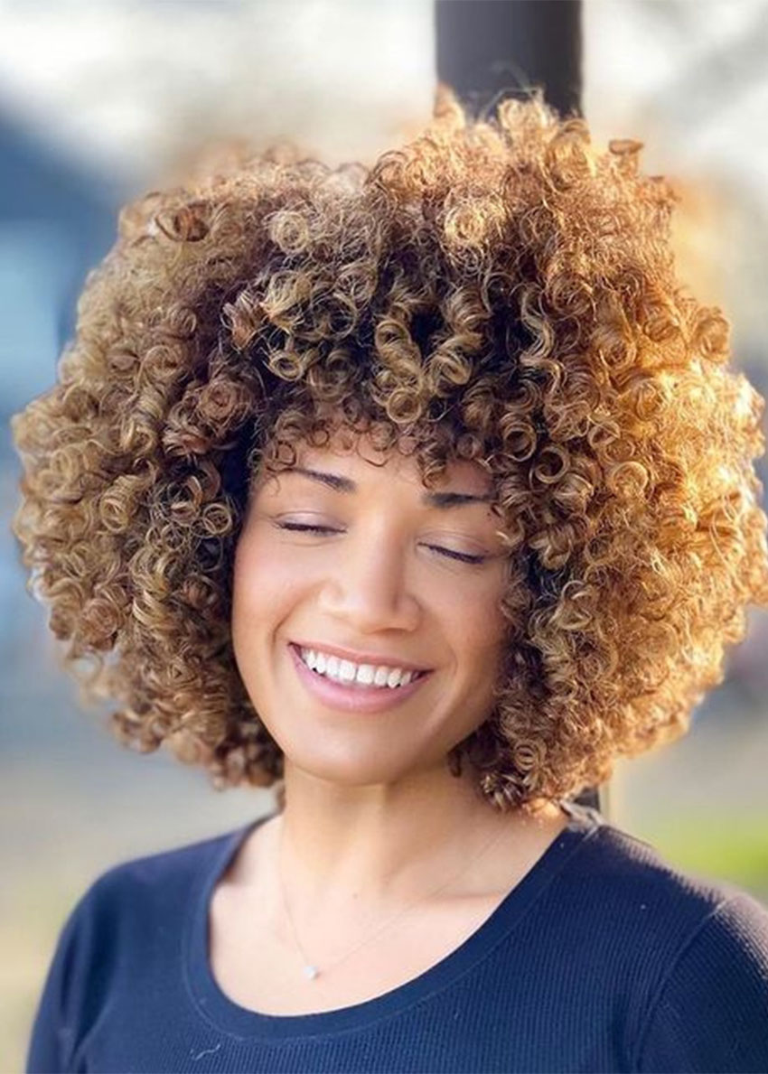 African American Women's Afro Curly Synthetic Hair Capless Wigs 12Inch