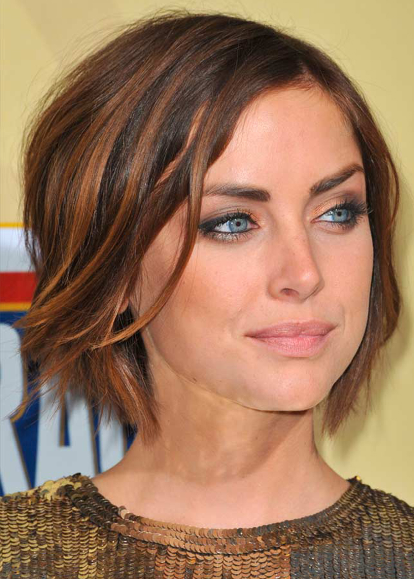 Jessica Stroup Hottest Short Haircuts Women's Natural Straight Synthetic Hair Capless Wigs 10Inch