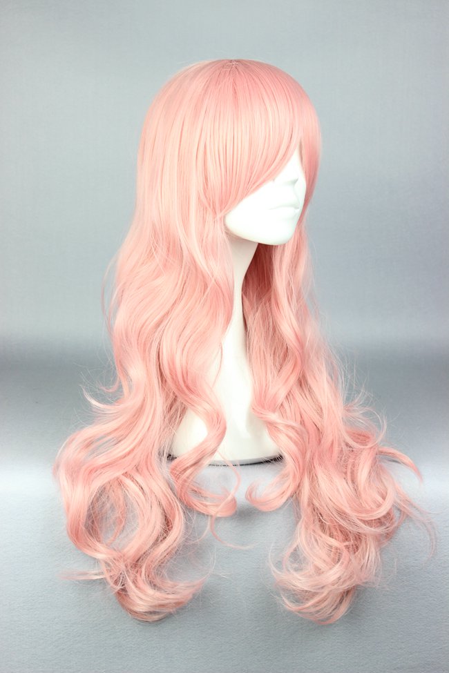 Long Curly Pink Cosplay Wig