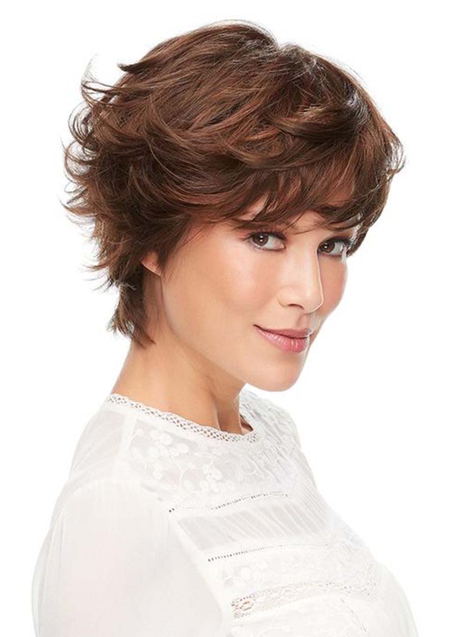 Fashion Women's Short Shaggy Layered Hairstyle Wavy Synthetic Hair Capless Wigs 12Inch