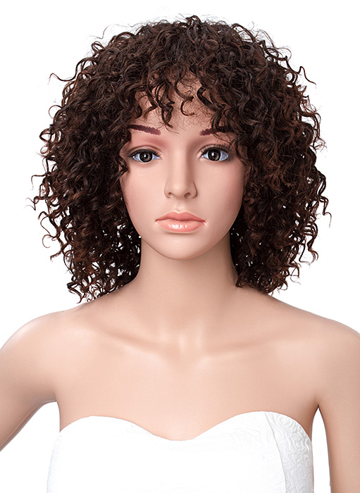 Short Kinky Curly African American Capless Synthetic Wigs 14 Inches