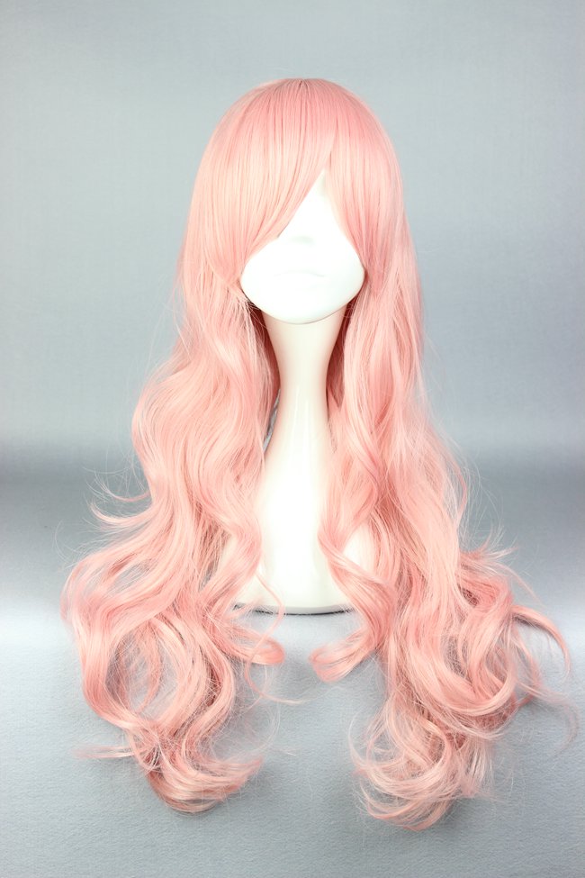 Long Curly Pink Cosplay Wig