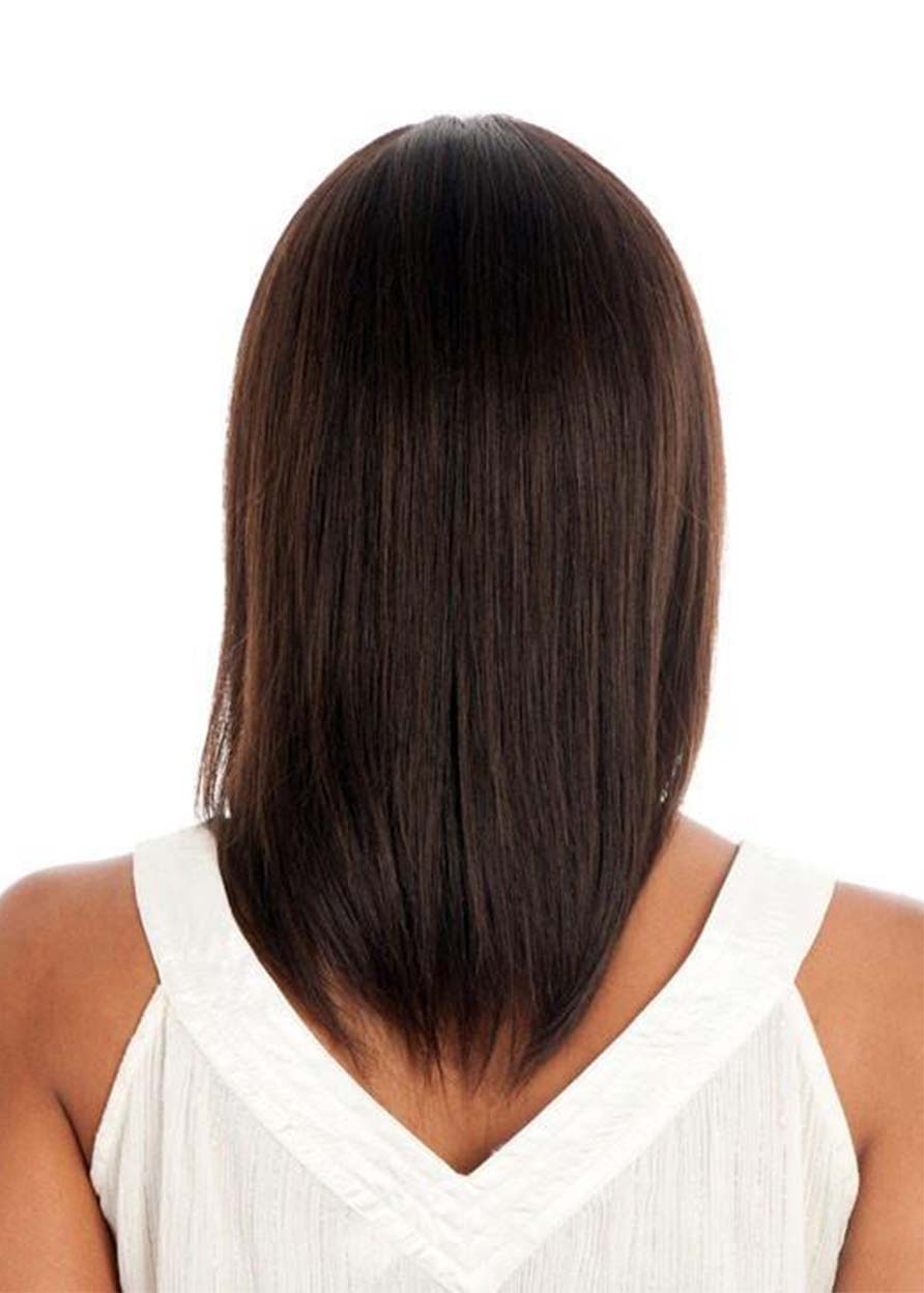 Medium Hairstyles Women's Cute Straight Bob Style With Bangs Synthetic Hair Capless Wigs 16Inch