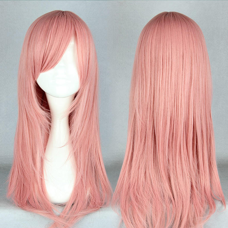 Japanese Middle Straight Rose Pink Cosplay Wigs 22 Inches