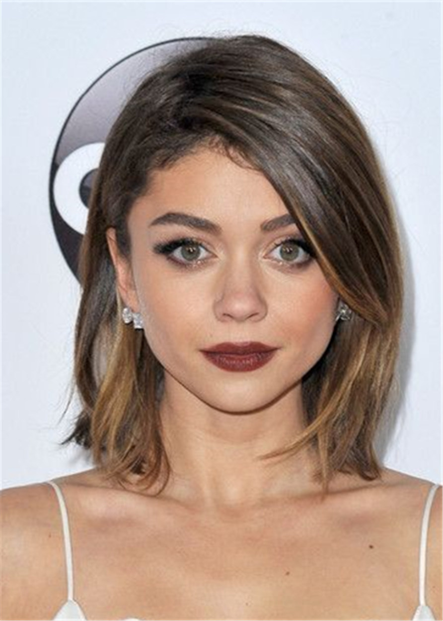 Sarah Hyland Onde Side Parted Straight Human Hair Wig 14 Inches