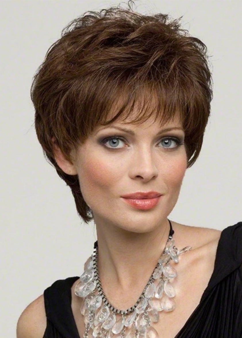 Women's Pixie Cut Short Hairstyles Natural Straight 100% Human Hair Wigs Lace Front Cap Wigs 10Inch