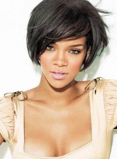 Rihanna Short Straight Boy Cut Hairstyle Capless Synthetic Wigs 8 Inches