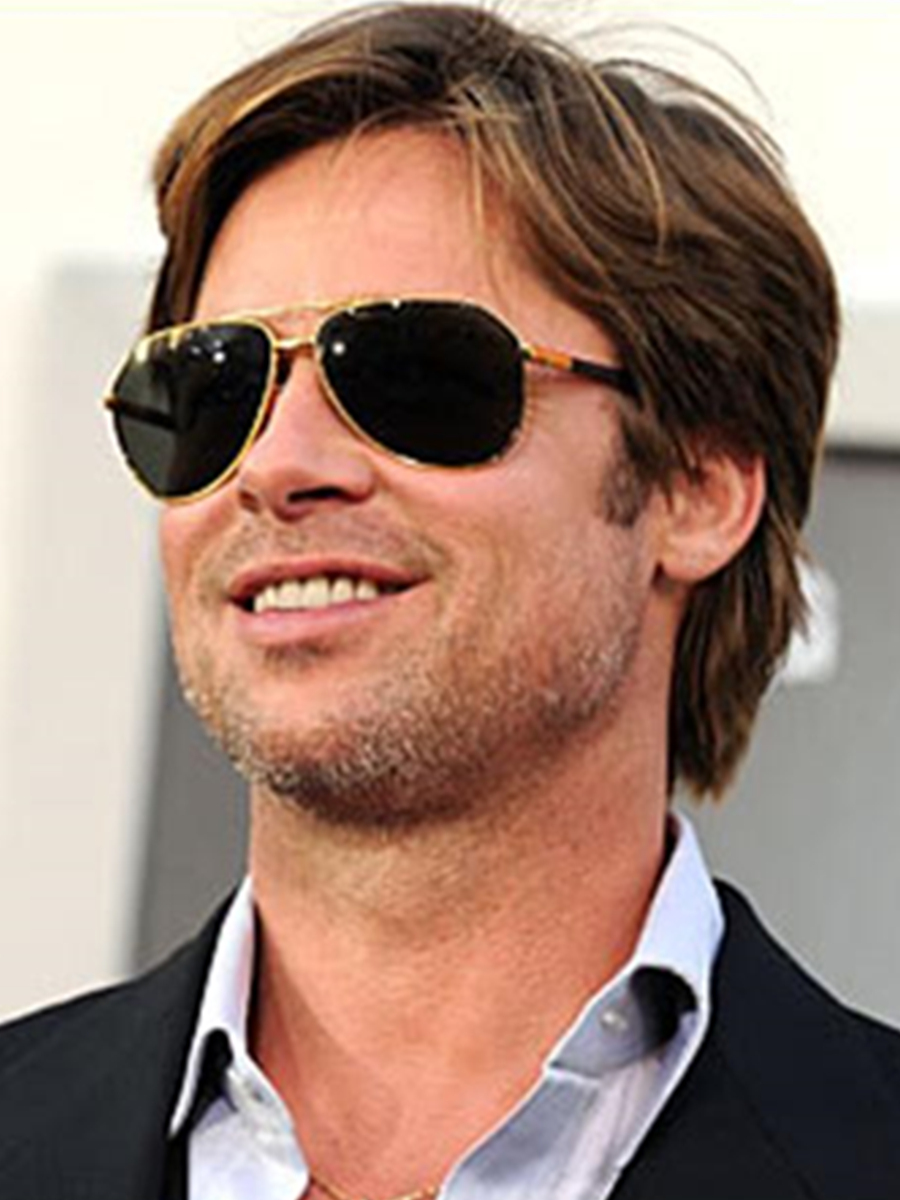 New Arrival Chic Attractive Brad Pitt Hairstyle Short Straight Brown Full Lace Wig 100% Human Hair 6 Inches