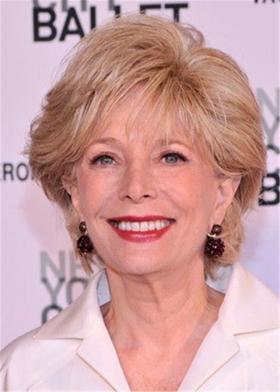 Lesley Stahl Out Layer Cut Human Hair Capless Wig