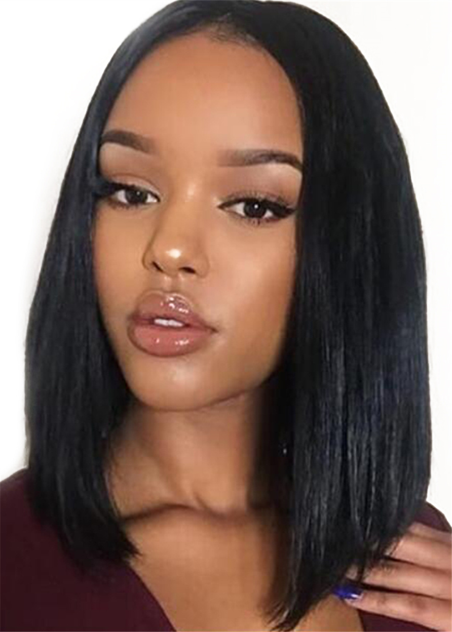 Freestyle Hair Parting Mid-Length Human Hair Capless Wig 14 Inches