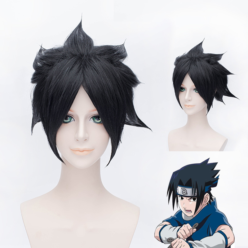 Naruto Uchiha Sasuke Cosplay Short Black Wig 12 Inches