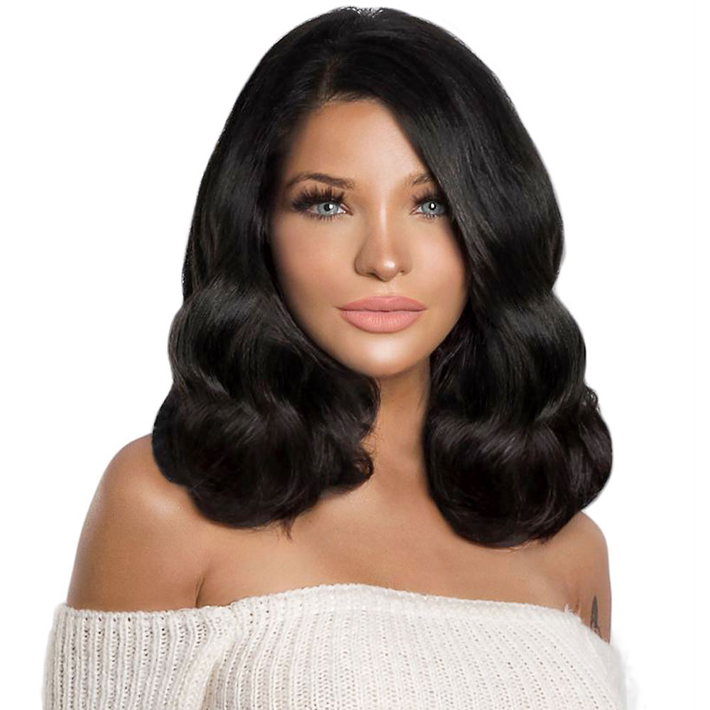 Long Bob One Side Part Wavy Synthetic Hair Lace Front Wig 16 Inches