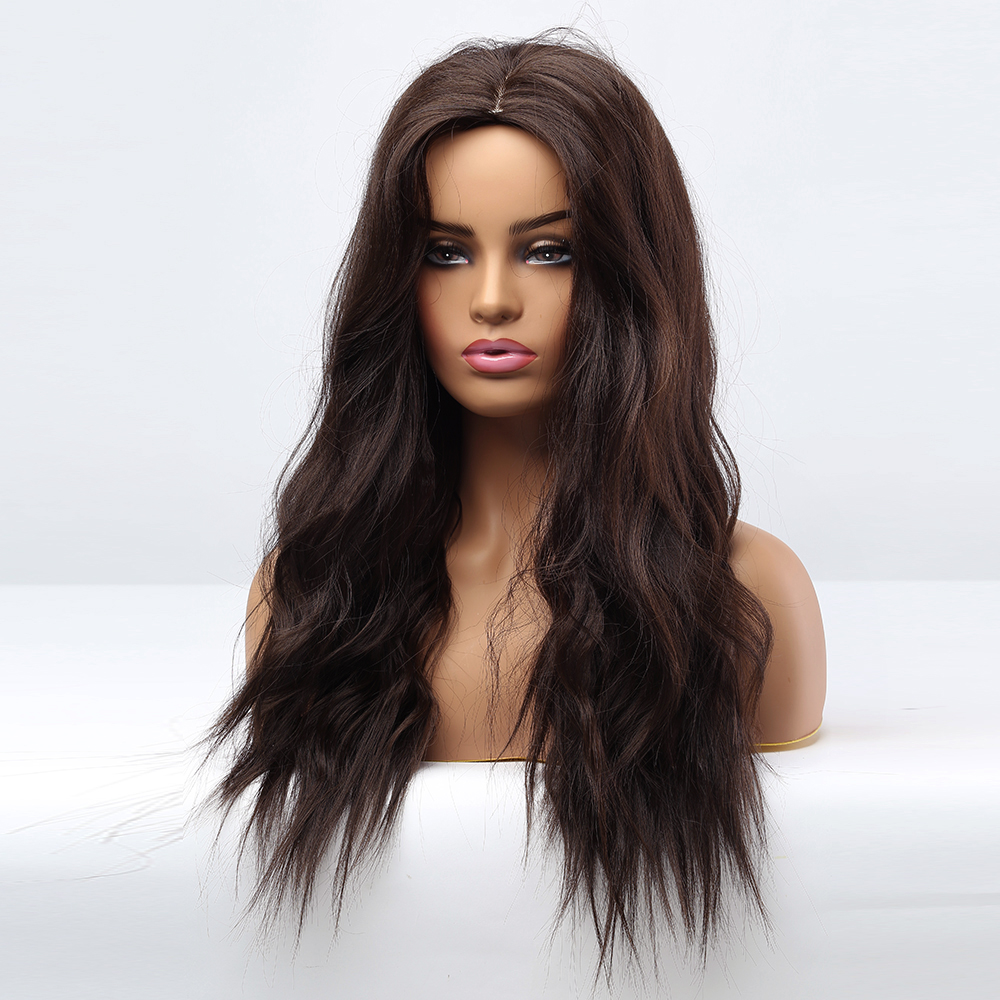 Dark Brown Big Curly Synthetic Hair Women Wigs 26 Inches