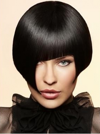 Cut Bob Hairstyle with Unique Fringe Short Silky Straight Black Wig Makes You Cool