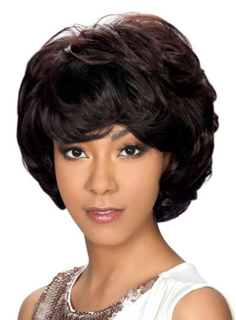 150% Density Afro Short Wave Synthetic Capless Wigs 10 Inches