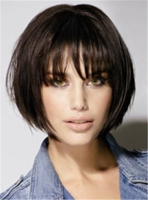 Lovely Youthful Bob Hairstyle Short Straight Capless Human Hair Wig