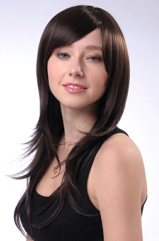 Long Straight Layered Hairstyle Capless Synthetic Hair Wigs 22 Inches