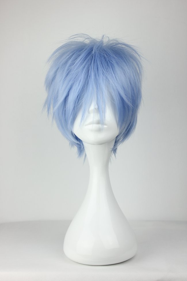 Cool Light Blue Spiky Straight Synthetic Hair Cosplay Wig