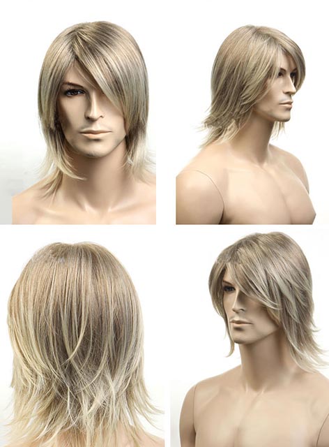 Gray Short Straight Synthetic Wig for Men 10 Inches