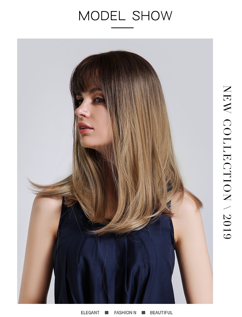Long Bob Synthetic Hair Straight Wig With Bangs 20 Inches