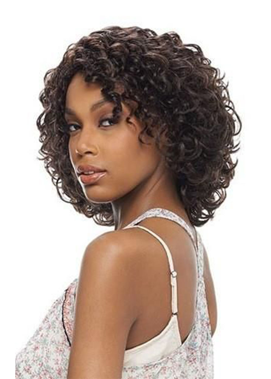 Short Afro Kinky Curly Synthetic Hair Wigs Capless Wigs 16inch