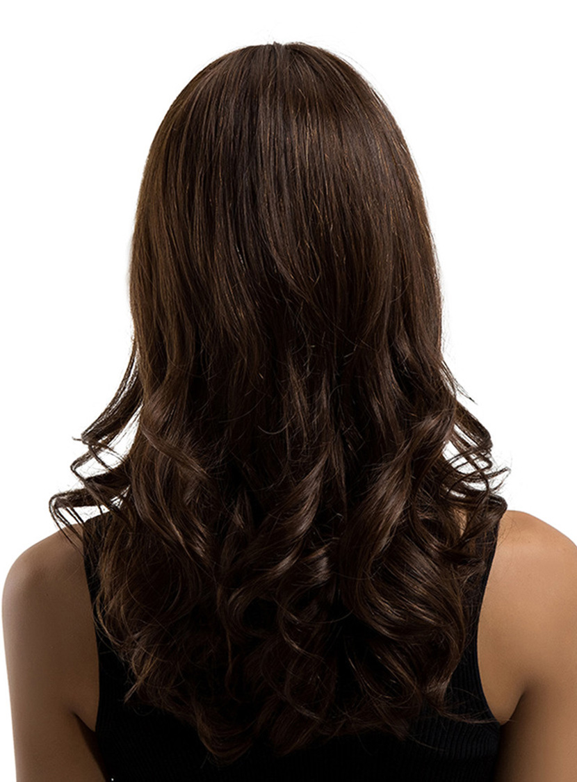 Long Natural Wavy Human Hair Blend Wigs 18 Inches