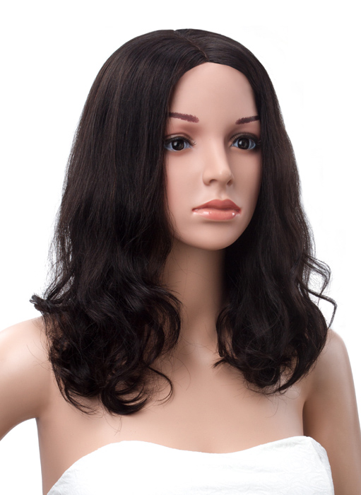 Medium Wave Lace Front Human Hair Wig 16 Inches