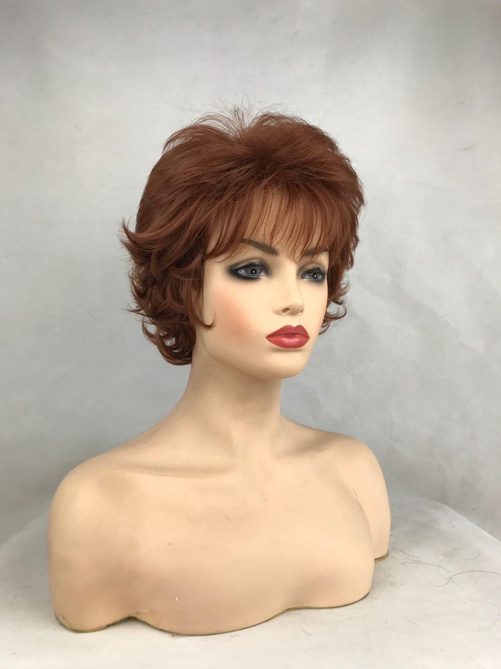 Short Natural Wave Brown Color Synthetic Wigs Full Capless Hair Thick Wig 12inch