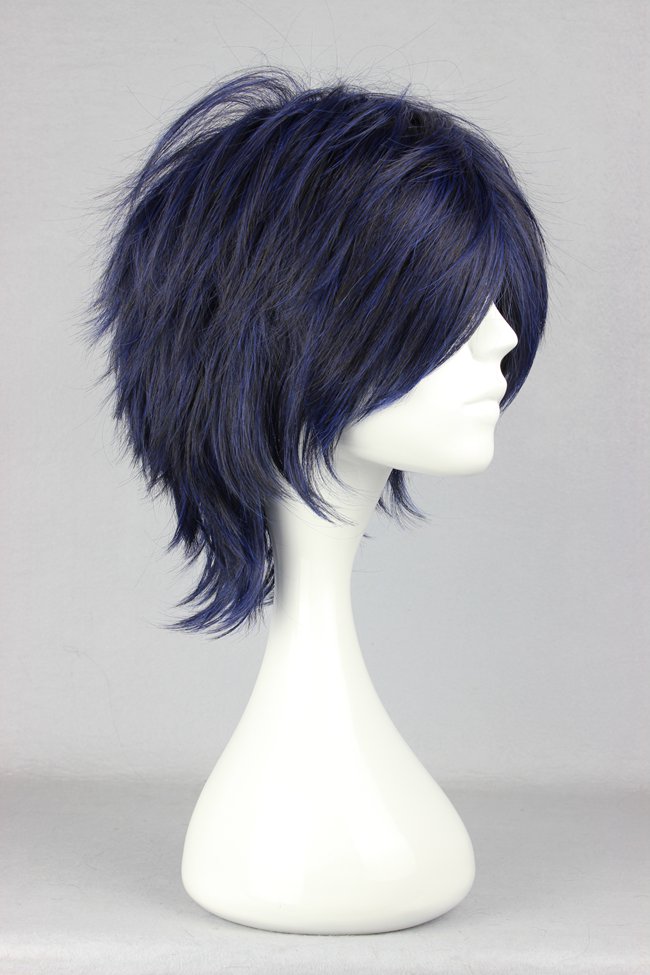 Prince of Tennis Hairstyle Short Layered Straight Navy Cosplay Wig 14 Inches
