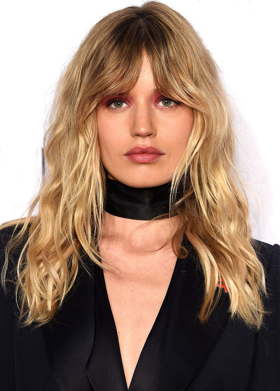Women's Long Layered Haircuts with Bangs Wavy Human Hair Wigs Lace Front Cap Wigs 20Inch