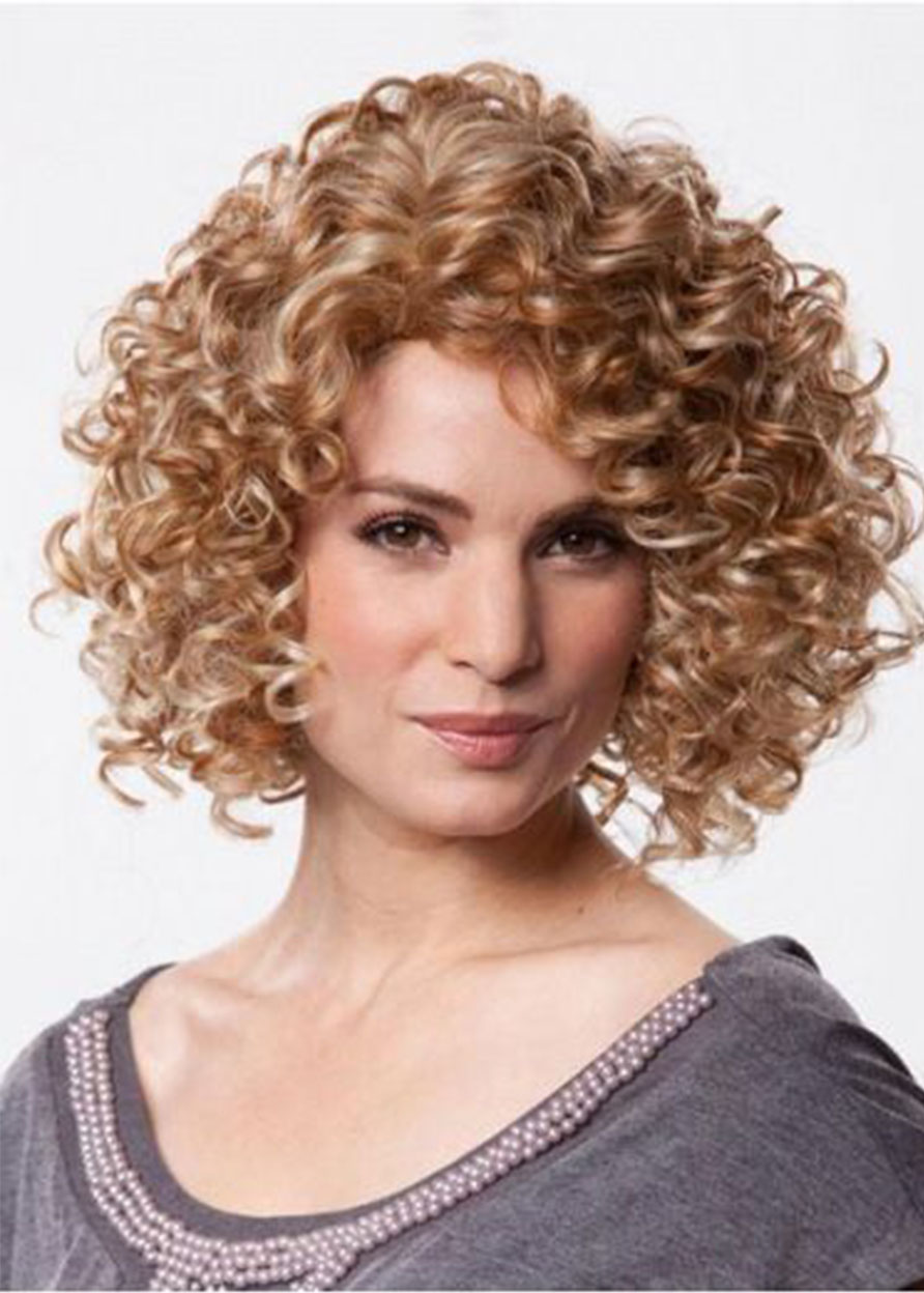 Sexy Women's Medium Hairstyles Synthetic Hair Afro Curly Lace Front Wigs 18inch