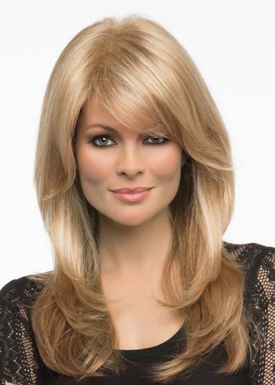 Sexy Women's Long Length Light Brown Blonde Body Wavy Synthetic Hair Capless Wigs 24Inch