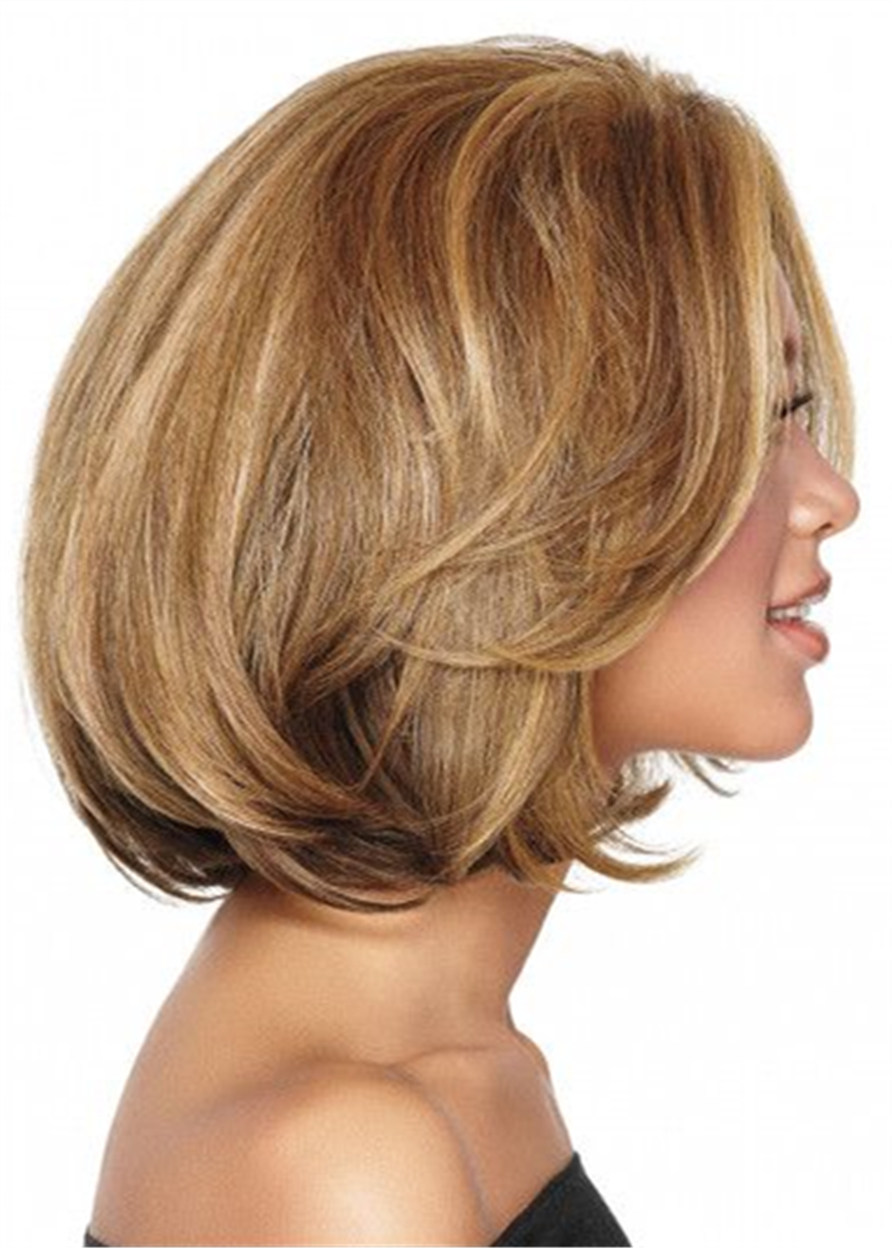 Short Bob Natural Straight Synthetic Hair Capless Wig 12 Inches