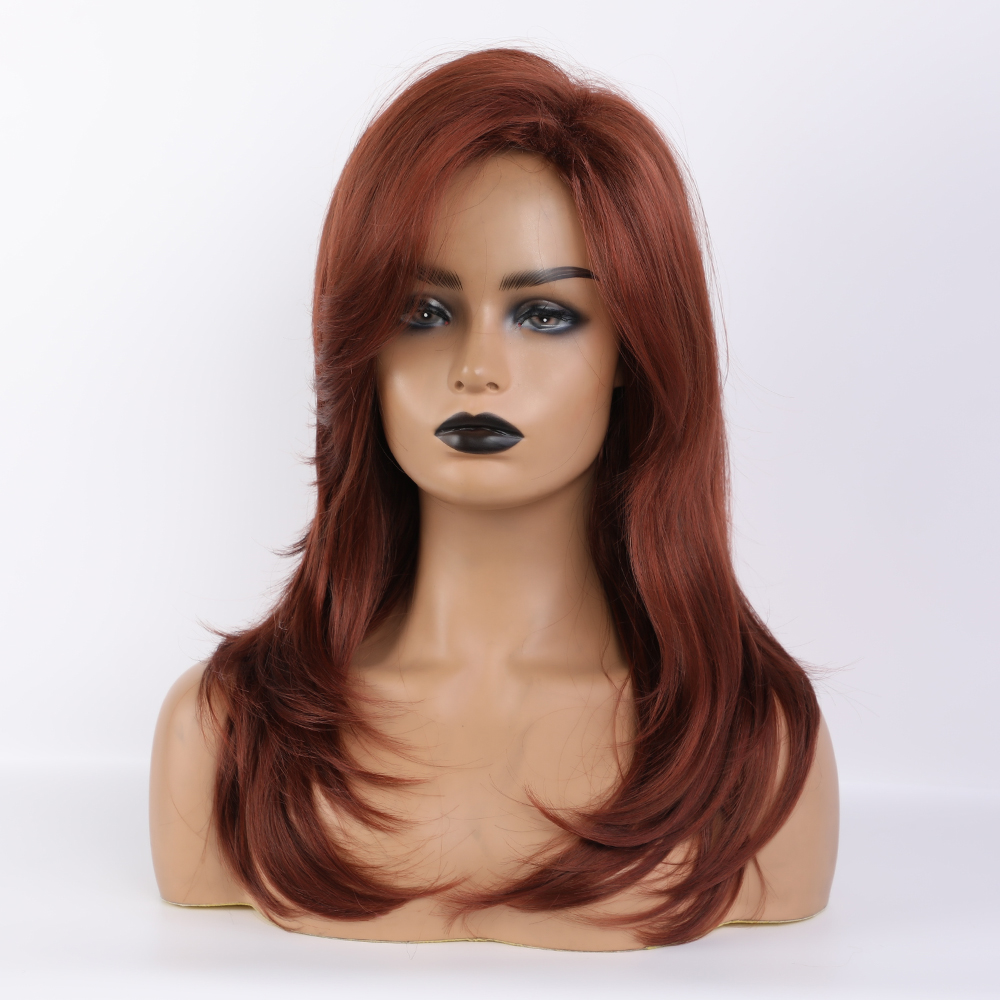 Natural Straight Red Synthetic Long Capless Women Wigs