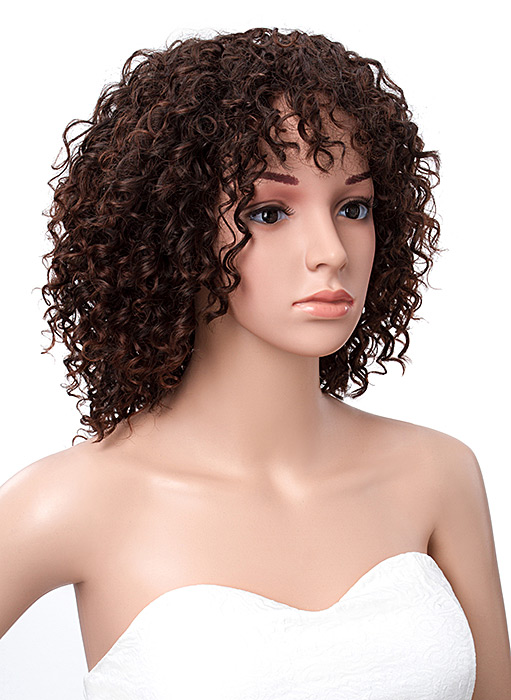 Short Kinky Curly African American Capless Synthetic Wigs 14 Inches