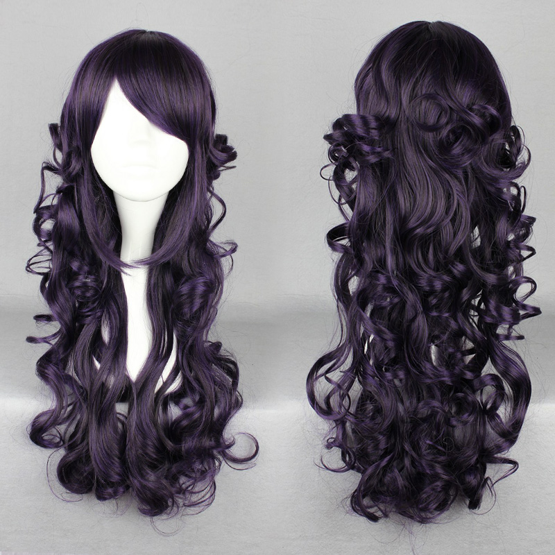 Japanese Lolita Style Long Wave Black Color Cosplay Wigs 26 Inches