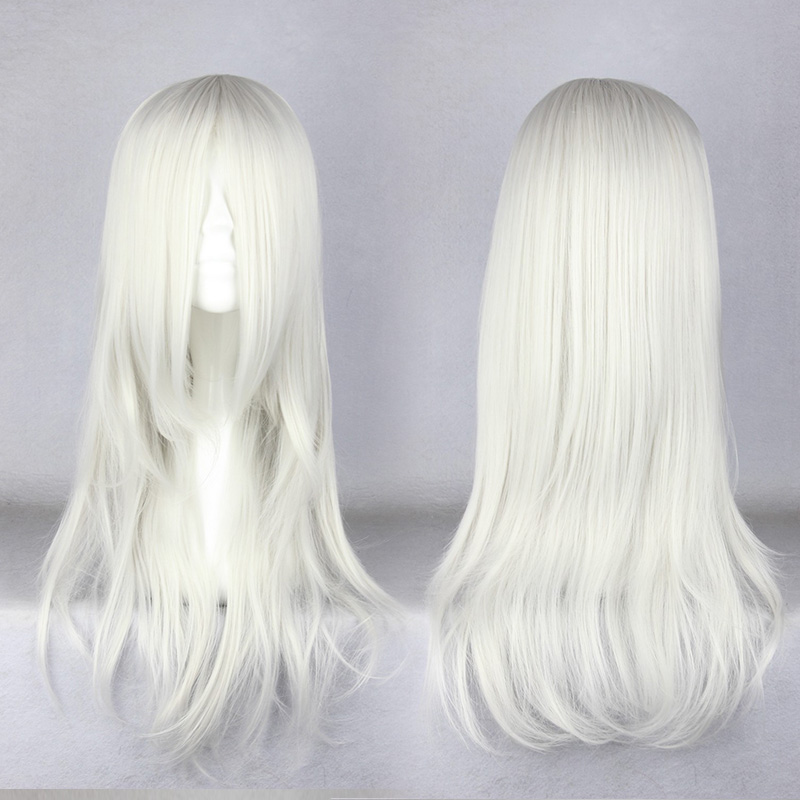 Japanese Sephiroth Style Long Straight White Cosplay Wigs 22 Inches