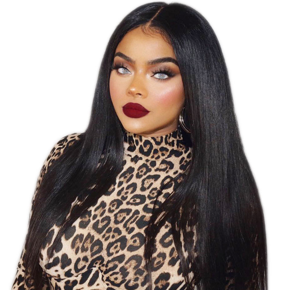 Long Middle Part Synthetic Straight Hair Lace Front Wig 24 Inches