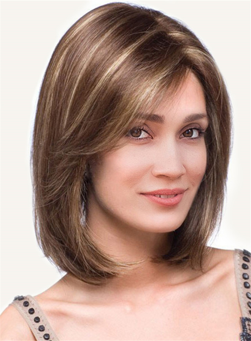 Short Straight Invert Bob Side Fringe Synthetic Capless Wigs 10 Inches