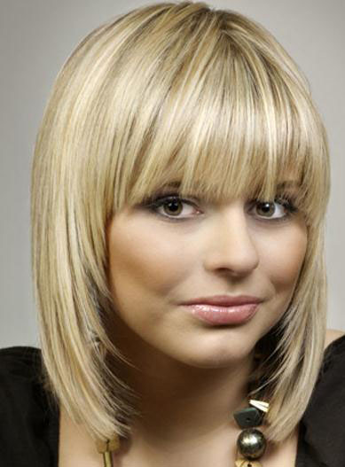 Cute Smart Medium Layered Straight Blonde 100% Human Hair Wig 12 Inches