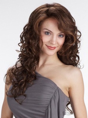 Most Attractive Gorgeous Long 22 Inches Luscious Curls Light Auburn Best Lace Wig