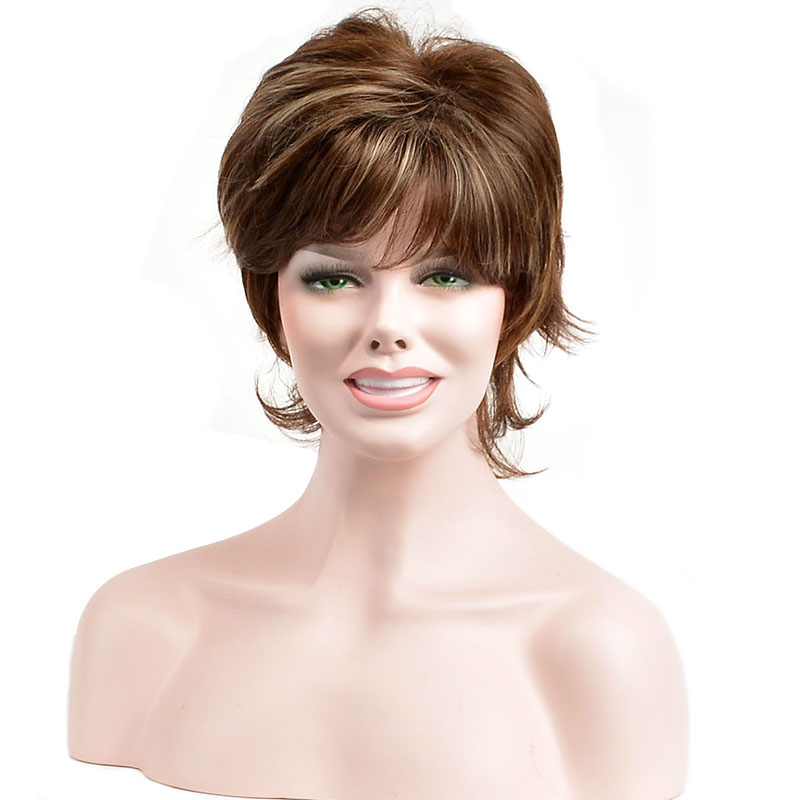 Short Straight Synthetic Hair Capless Wigs 6 Inches